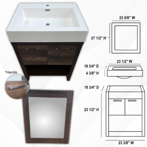 matte white vanity cabinet w/mirror 24"
