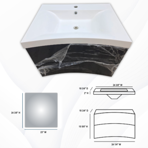 grey wall hung vanity cabinet with led mirror 24" w reserved